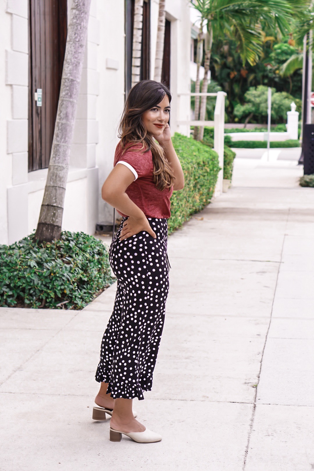 polka dot pant outfits