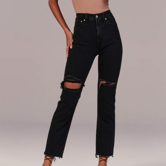 ultra high rise ankle straight jeans 